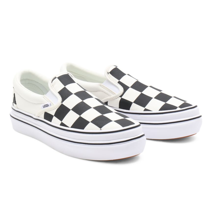 Vans Big Classics Checker Super ComfyCush Slip-On Dam Svarta/Vita - Vans Slip On Skor Outlet Sverige